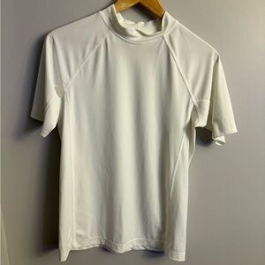 Lands’ End Kids White Performance Mock-Neck Rash Guard size Large